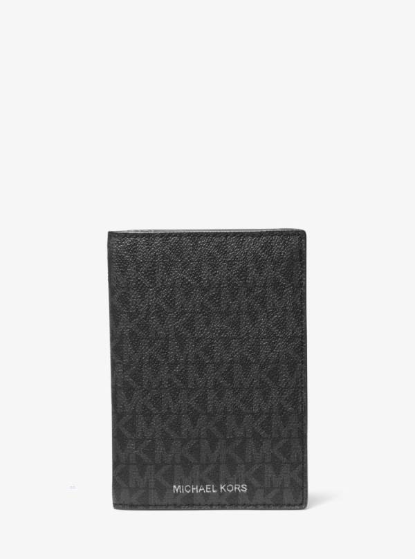 Panske Penazenky Michael Kors Logo Passport Čierne - Doplnky Michael Kors Obchod | CMIDN-8176